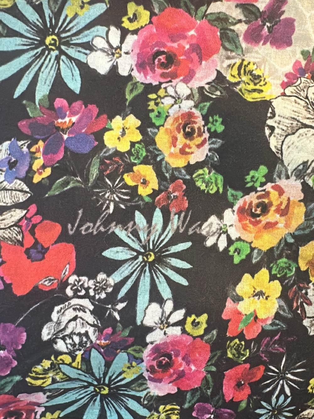 Jhonny was Vibrant Floral Print silk scarf